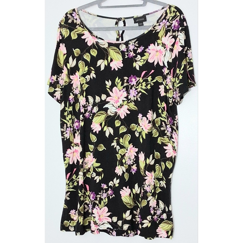J Jill Wearever Collection Top Size Large Tall Floral Multicolor Side Slit Preow